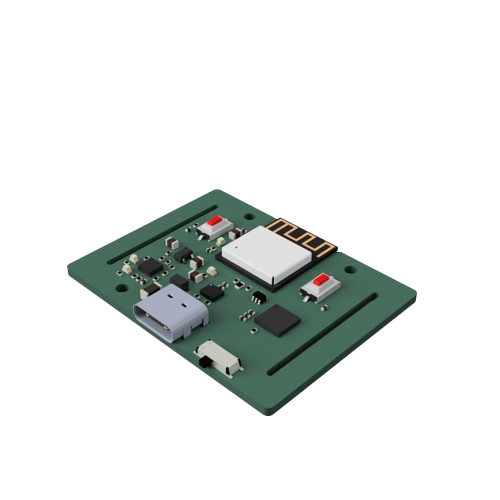 Tracer wearable sensor board with LSM6DSLTR 6-axis IMU, coin cell battery holder, compact circular PCB design with mounting holes